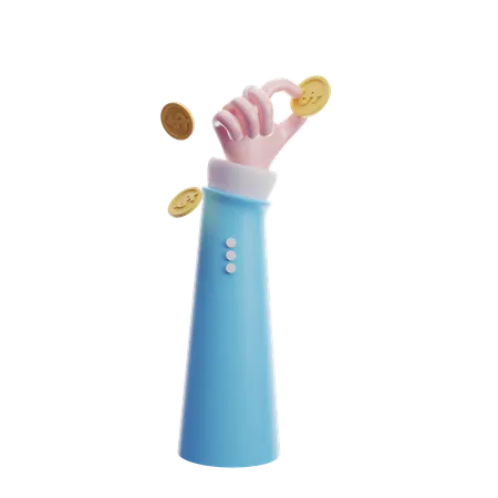 Hand Holding Dollar Coin  3D Icon