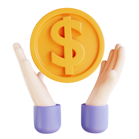 Hand Holding dollar coin  3D Illustration