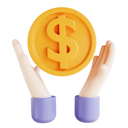 Hand Holding dollar coin  3D Illustration