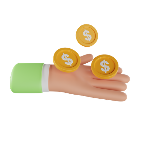 Hand Holding Dollar Coin 3D Icon