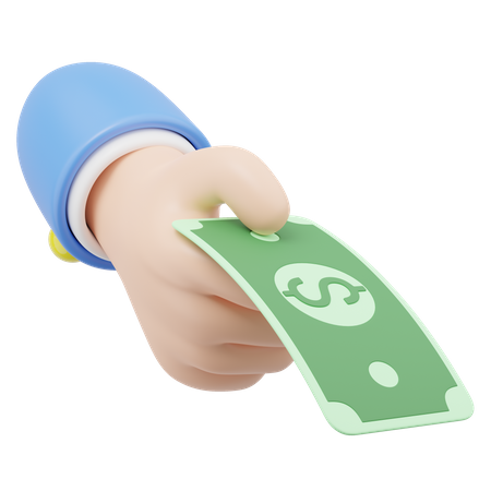 Hand Holding Dollar Note  3D Icon