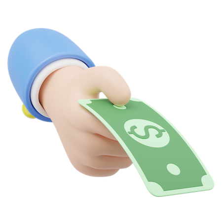 Hand Holding Dollar Note  3D Icon