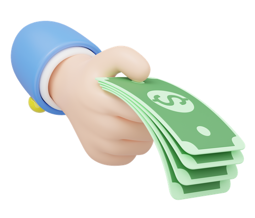 Hand Holding Dollar Notes  3D Icon