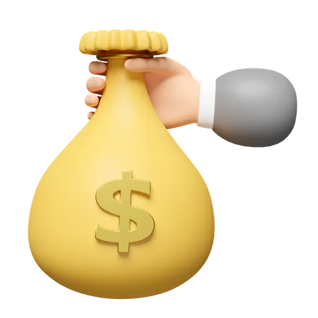 3 D Cartoon Businessman Hands Holding Money Bag Isolated Quick Credit Approval Or Loan Approval Concept 3D Icon