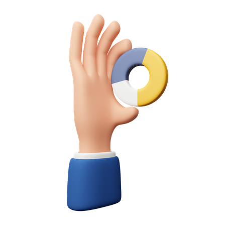 Hand Holding Donut Chart  3D Icon