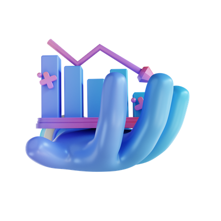 Hand Holding Down Graph  3D Illustration