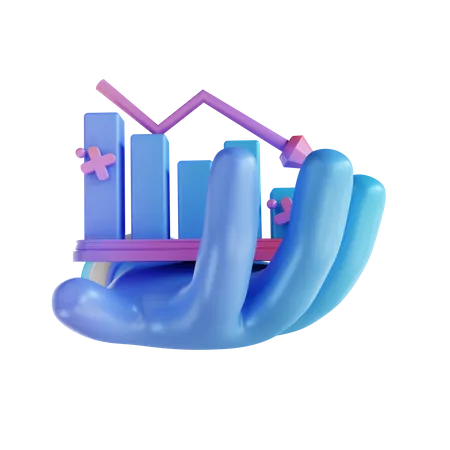 Hand Holding Down Graph  3D Illustration