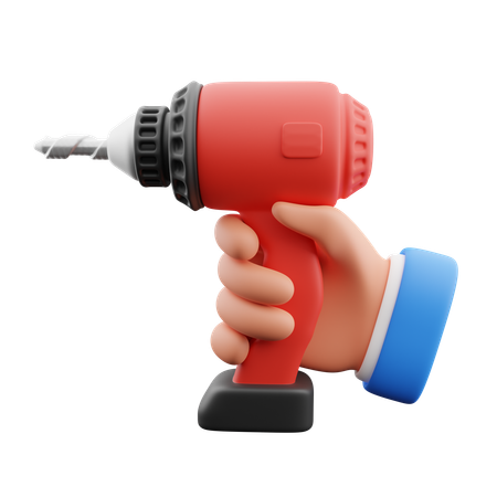 Hand holding drill  3D Icon