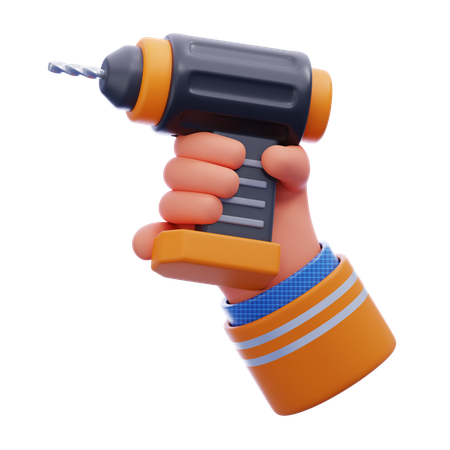 Hand holding drill machine  3D Icon