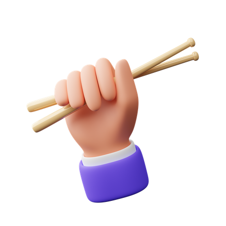 Hand holding drumstick  3D Icon