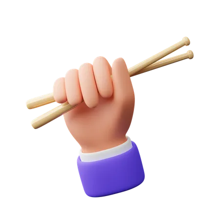 Hand holding drumstick  3D Icon