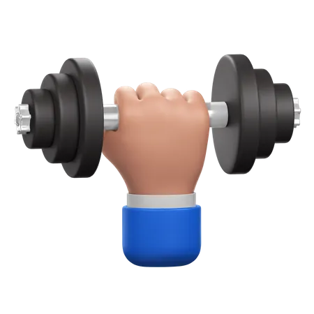 A Hand Holding A Dumbbell Symbolizing Fitness Or Strength 3D Icon