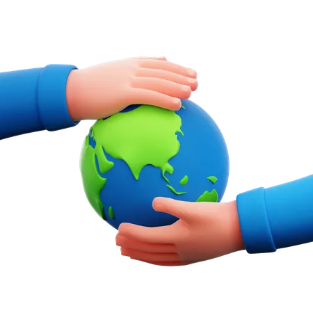 Hand Holding Earth  3D Icon