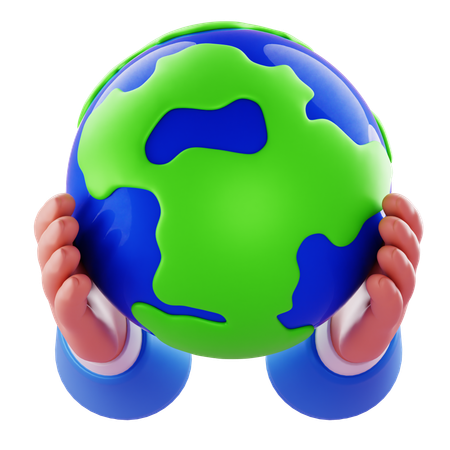 Hand Holding Earth  3D Icon