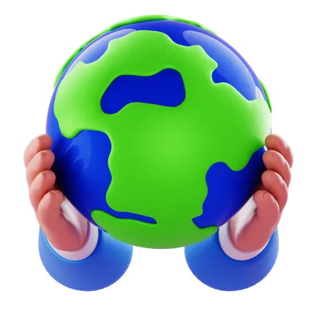 Hand Holding Earth  3D Icon
