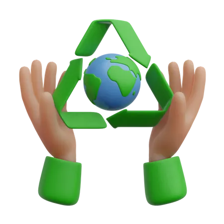 Hand Holding Earth  3D Icon