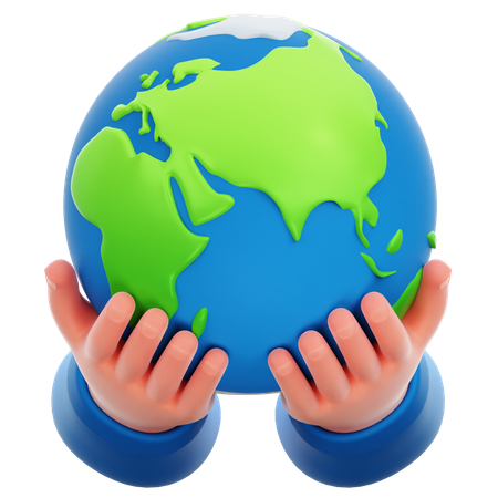 Hand Holding Earth  3D Icon