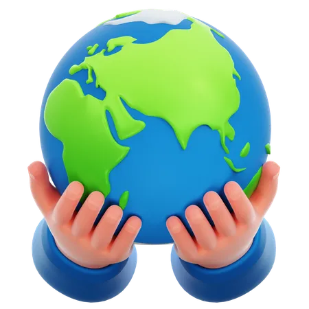 Hand Holding Earth  3D Icon