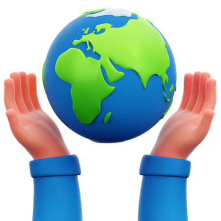 Hand Holding Earth  3D Icon