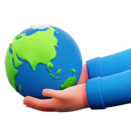 Hand Holding Earth  3D Icon