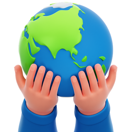 Hand Holding Earth  3D Icon