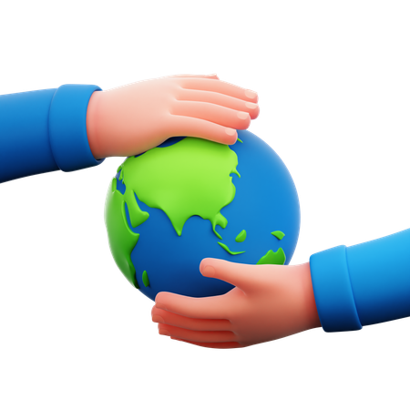 Hand Holding Earth  3D Icon