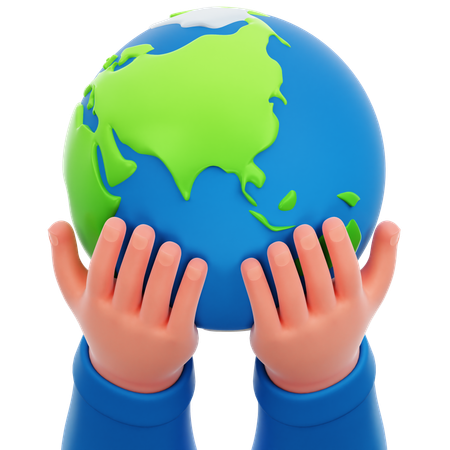 Hand Holding Earth  3D Icon