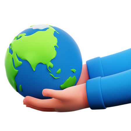 Hand Holding Earth  3D Icon