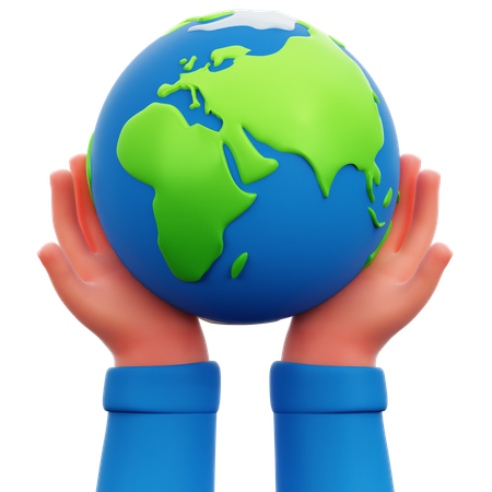 Hand Holding Earth  3D Icon