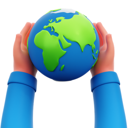 Hand Holding Earth  3D Icon