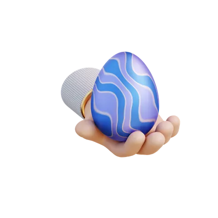 3 D Illustration Of Hand And Giving Easter Egg 3D Icon