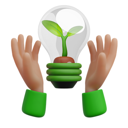 Hand Holding Eco Bulb  3D Icon