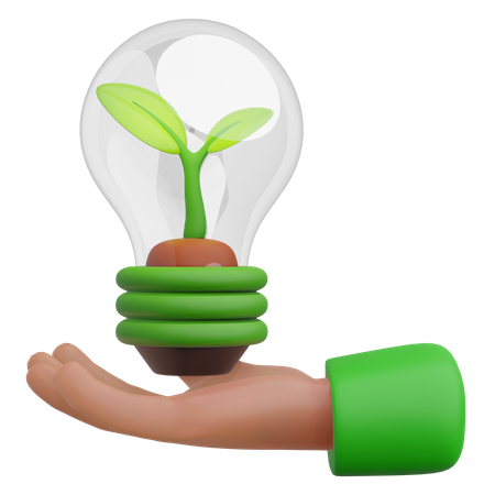 Hand Holding Eco Bulb  3D Icon