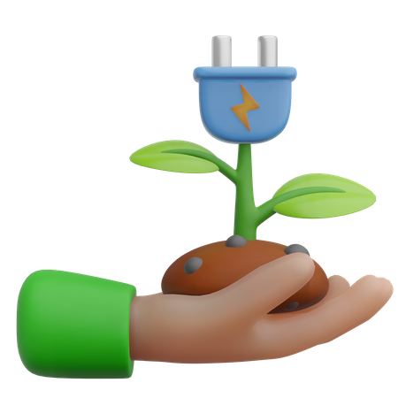 Hand Holding Eco Plug  3D Icon