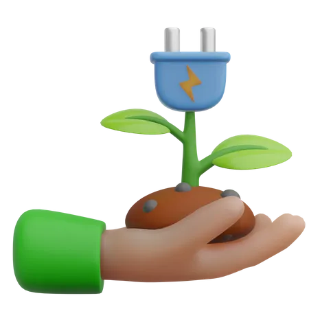 Hand Holding Eco Plug  3D Icon