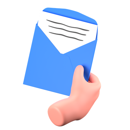 Hand Holding Envelope  3D Icon