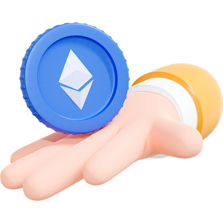 Hand Holding Ethereum Coin 3D Icon