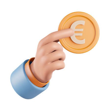 Hand Holding Euro Coin  3D Icon