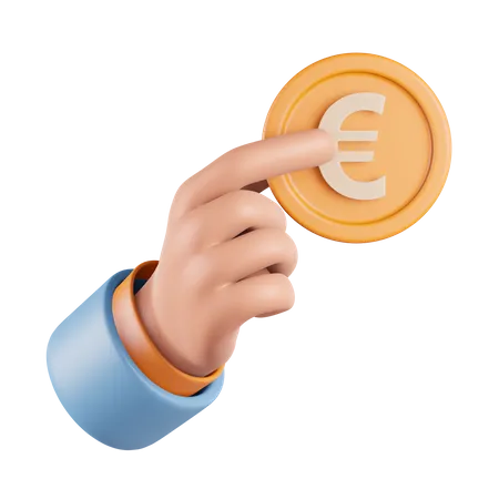 Hand Holding Euro Coin  3D Icon