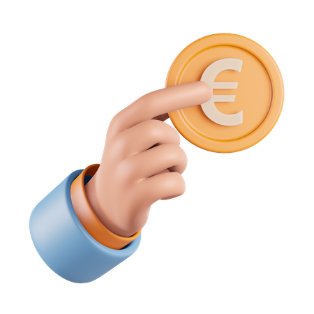 Hand Holding Euro Coin 3D Icon