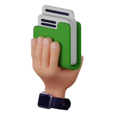 Hand Holding File Folder  3D Icon