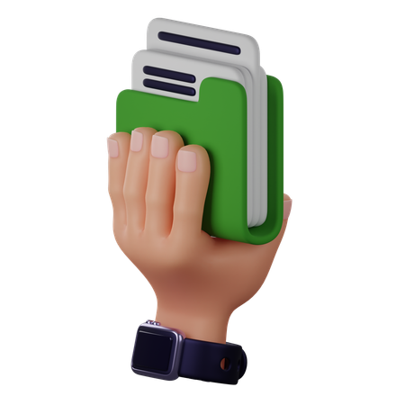 Hand Holding File Folder  3D Icon