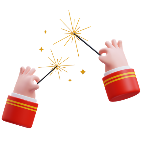 Hand Holding Fireworks  3D Icon