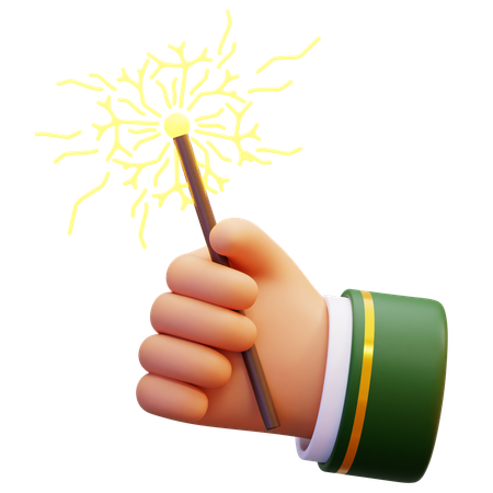 Hand Holding Fireworks  3D Icon