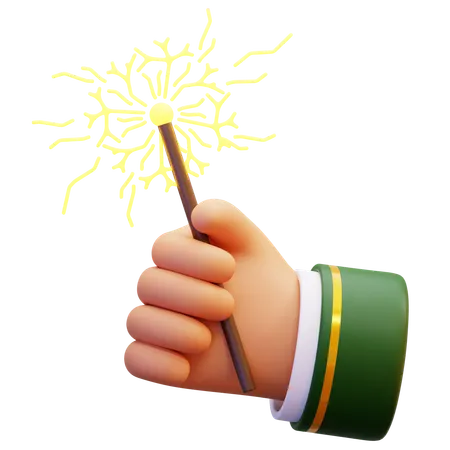 Hand Holding Fireworks  3D Icon
