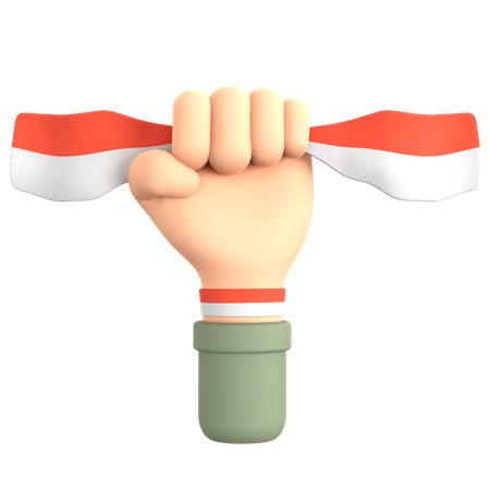 Hand Holding Flag  3D Illustration