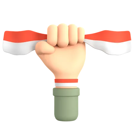 Hand Holding Flag  3D Illustration