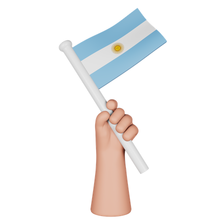 Hand Holding Flag Of Argentina  3D Icon