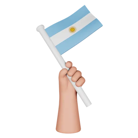 Hand Holding Flag Of Argentina  3D Icon