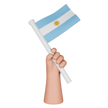 Hand Holding Flag Of Argentina 3D Icon